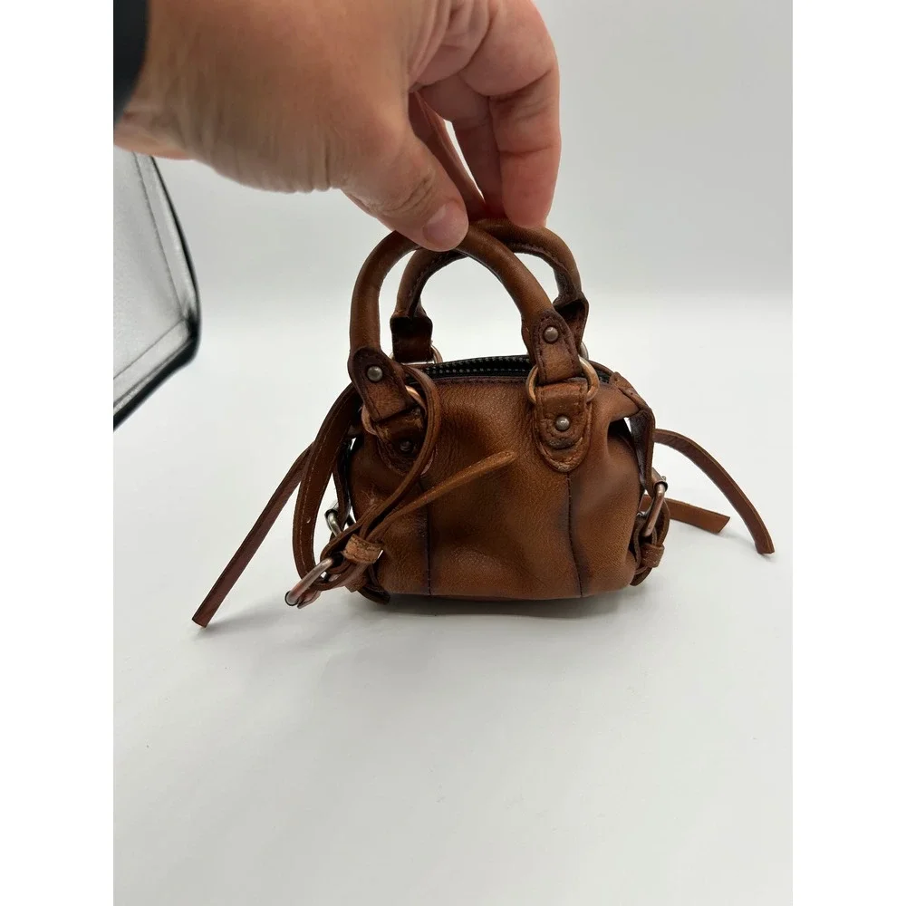 Free People Micro Emerson Mini Bag Brown Leather Crossbody Boho Distressed